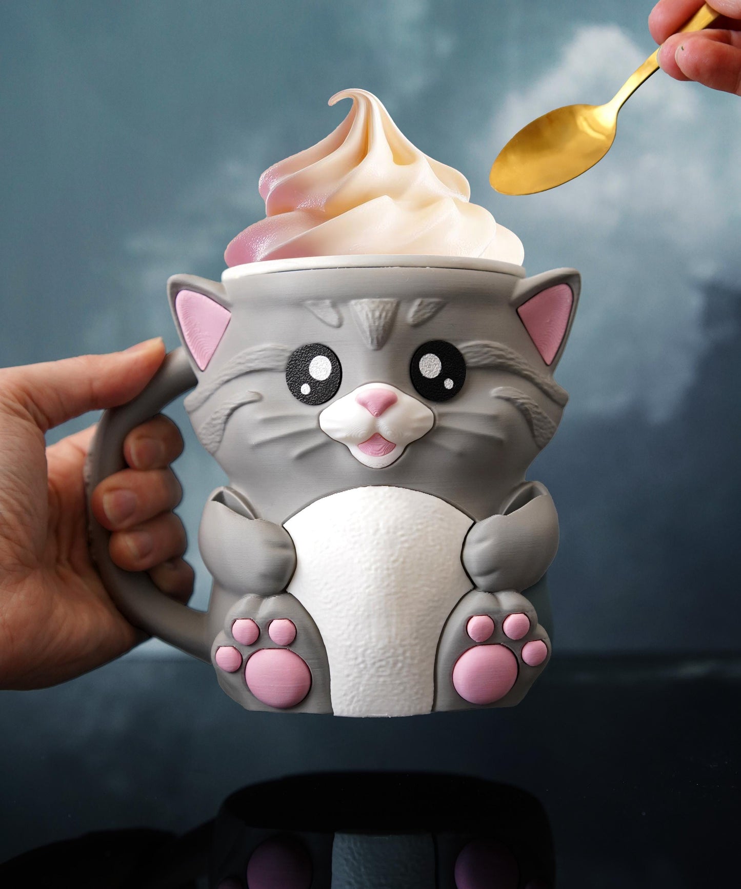 Portavasos de helado con forma de gato | Abrazos para gatos | Adorable funda para helado | Decoración de cocina para gatos | Regalo para amantes del helado