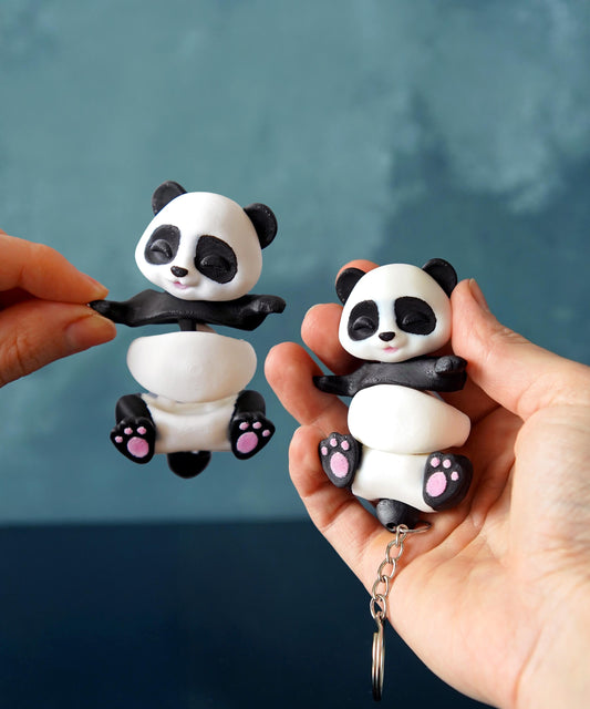Panda flexible | Peng el Panda | Animal articulado flexible | Bonito compañero de escritorio y llavero | Regalo para amantes de los pandas