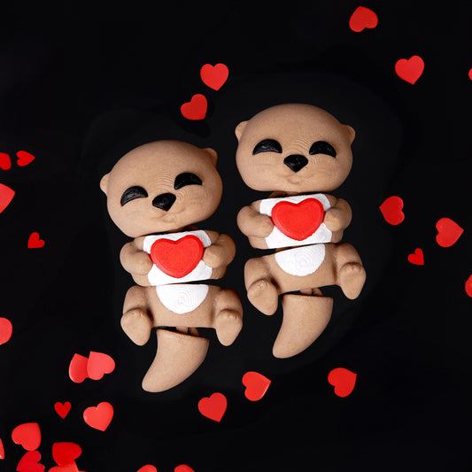 Nutrias Bebé Flexi para San Valentín | Nutrias con Corazón Magnético | Lindo Regalo de Animal Flexi | Amigo de Escritorio y Llavero