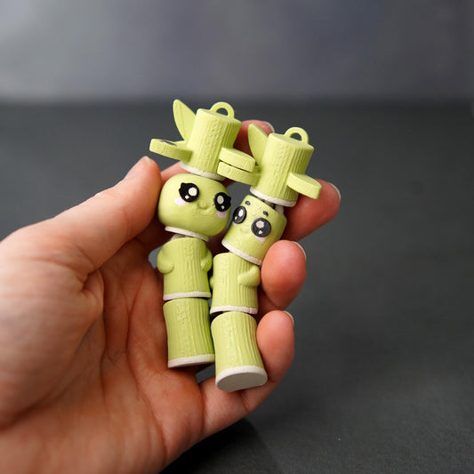 Pareja de bambú flexible | Bamboo Buddy y Babette | Dúo flexible articulado | Compañero de escritorio magnético | Un bonito regalo de amistad