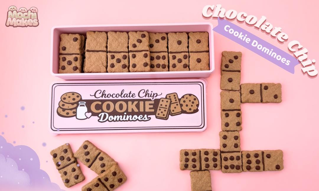 Dominó de galletas con chispas de chocolate: un bonito juego de galletas