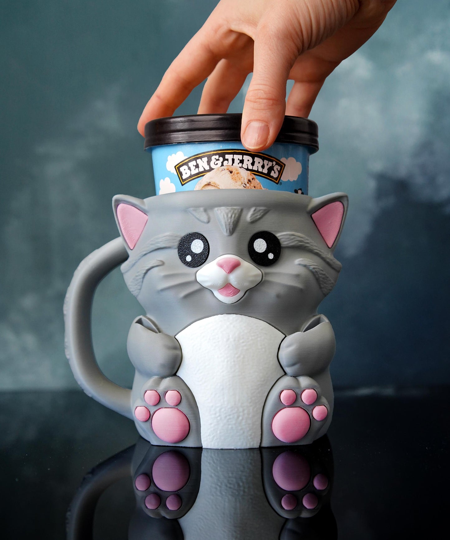 Portavasos de helado con forma de gato | Abrazos para gatos | Adorable funda para helado | Decoración de cocina para gatos | Regalo para amantes del helado
