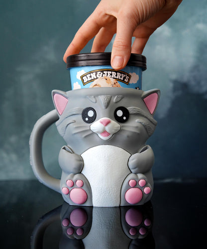 Portavasos de helado con forma de gato | Abrazos para gatos | Adorable funda para helado | Decoración de cocina para gatos | Regalo para amantes del helado