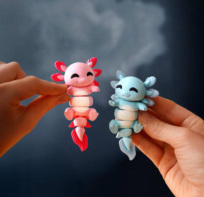 Juguete flexible de ajolote | Lottie el ajolote | Bonito juguete articulado | Regalo de ajolote | Juguete de escritorio y llavero