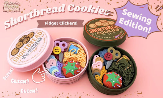 Galletas de mantequilla con clickers – Edición de costura | Lata de fidget clickers
