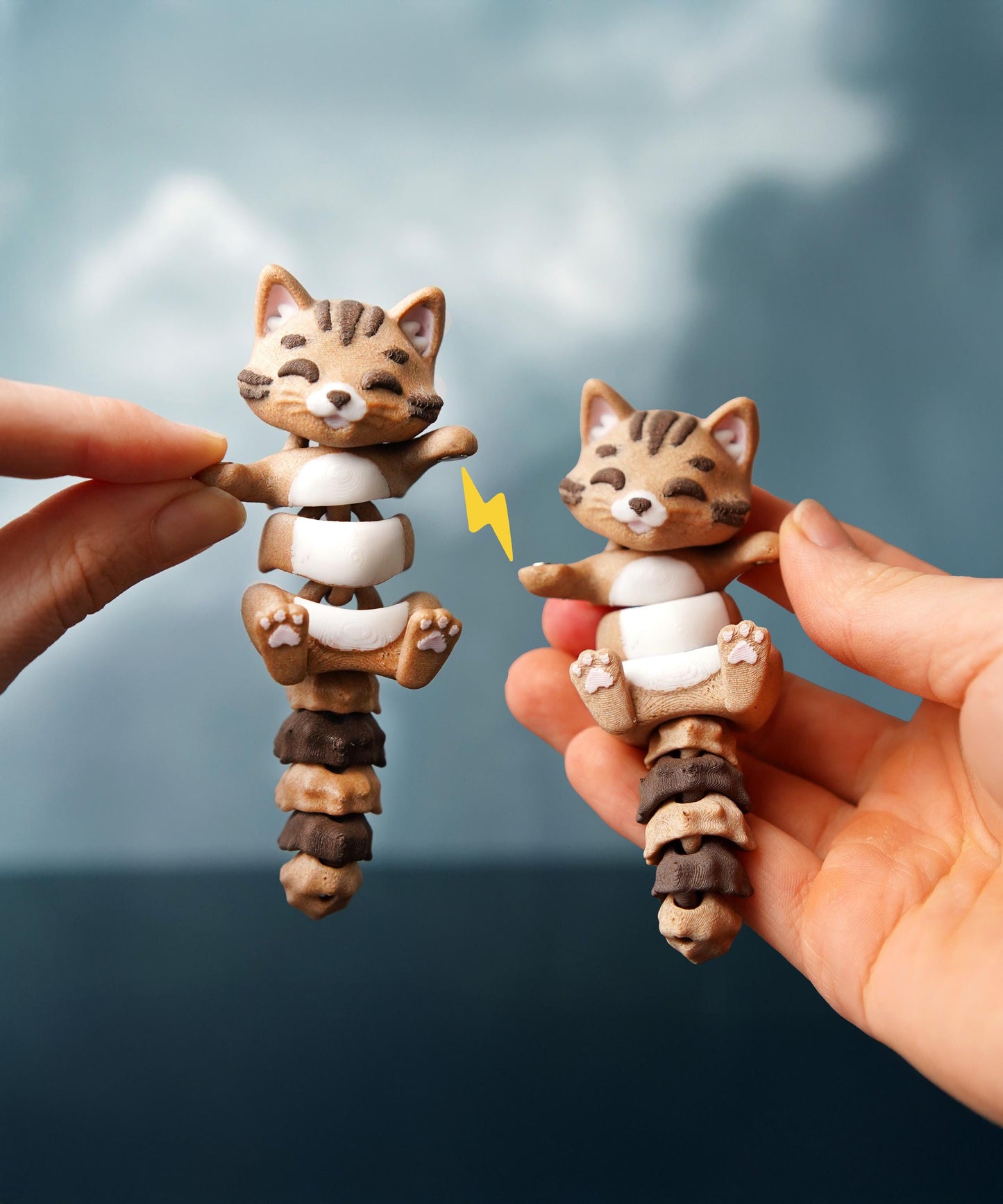 Flexi Cat Fidget | Coco the Cat | Articulated Flexi Animal | Cute Desk Buddy & Keychain | Cat Lover Gift