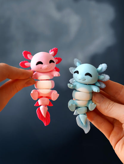 Juguete flexible de ajolote | Lottie el ajolote | Bonito juguete articulado | Regalo de ajolote | Juguete de escritorio y llavero