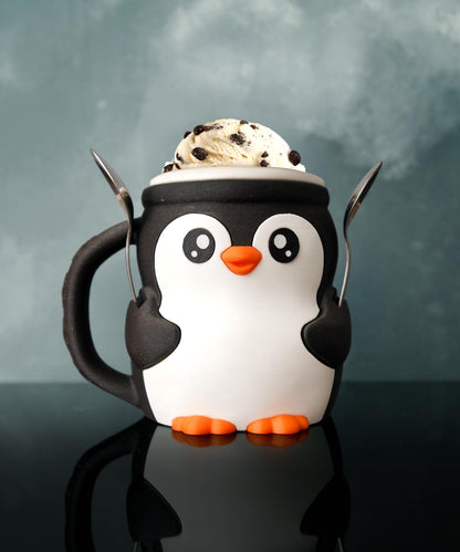 Penguin Ice Cream Pint Holder | Pebbles the Penguin | Cute Ice Cream Cozy | Winter Kitchen Decor | Ice Cream Lover Gift