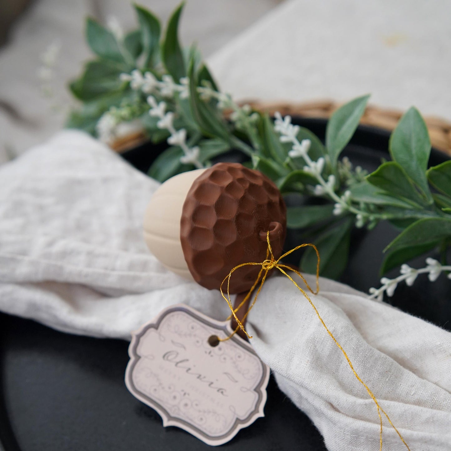 Caja de bellotas y servilletero | Decoración de bellotas 2 en 1 | LeHa Designs | Decoración de mesa con temática de bosque | Decoración navideña y otoñal