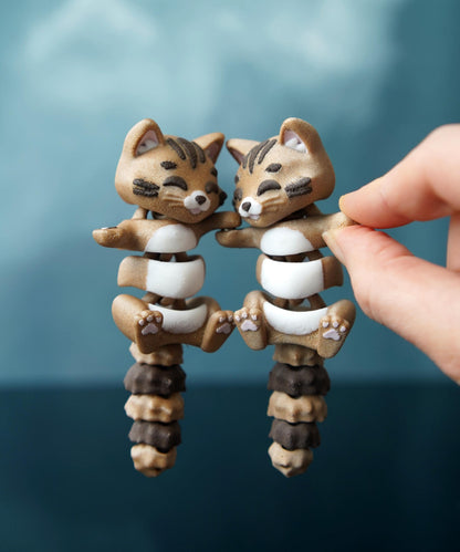 Flexi Cat Fidget | Coco the Cat | Articulated Flexi Animal | Cute Desk Buddy & Keychain | Cat Lover Gift