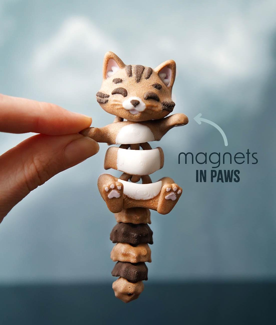 Flexi Cat Fidget | Coco the Cat | Articulated Flexi Animal | Cute Desk Buddy & Keychain | Cat Lover Gift