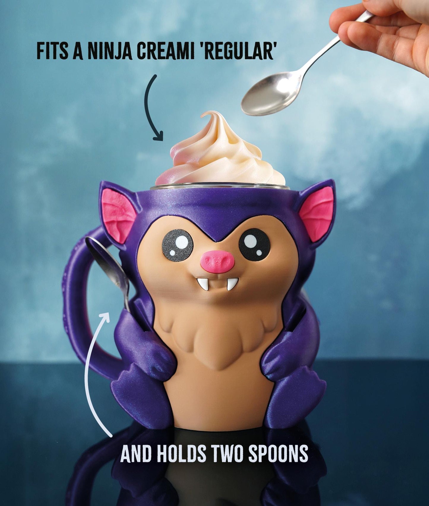 Portavasos de helado de murciélago | Bramble el Murciélago | Funda para helado espeluznante | Decoración de cocina de Halloween | Idea de regalo gótico