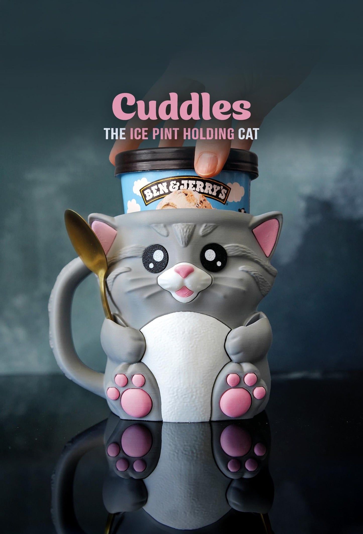 Portavasos de helado con forma de gato | Abrazos para gatos | Adorable funda para helado | Decoración de cocina para gatos | Regalo para amantes del helado