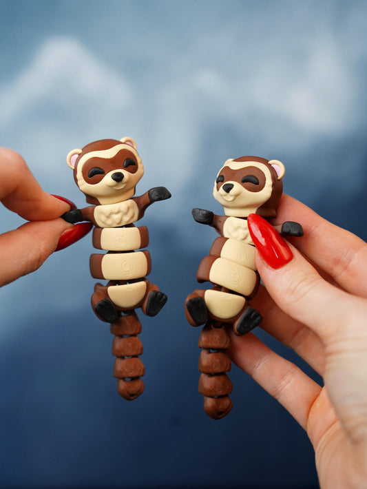 Hurón flexible | Freddy el Hurón | Animal articulado flexible | Juguete de escritorio y llavero | Bonito regalo coleccionable