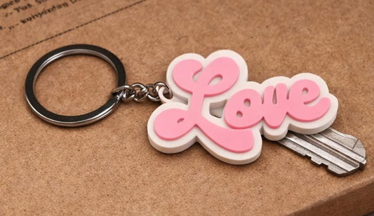 Llavero de amor – Llavero de amor rosa – Bonito regalo de San Valentín – Abalorio romántico para bolso – Llavero de amor hecho a mano