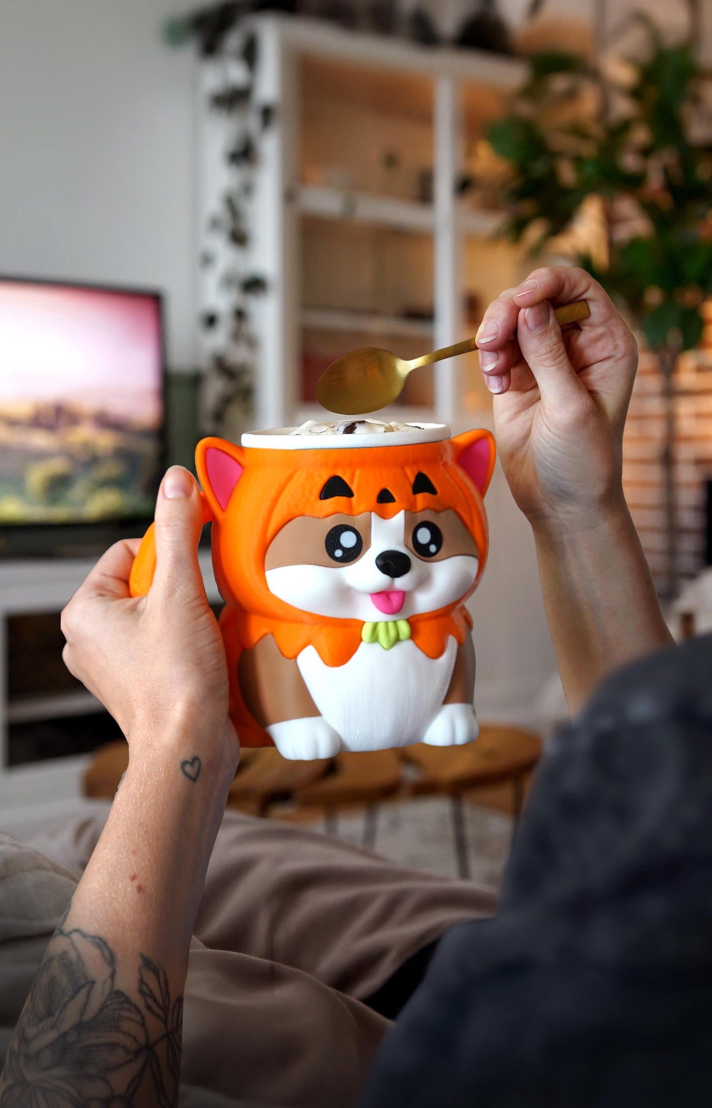 Portavasos para helado Corgi | Kevin el Corgi | Decoración otoñal de calabaza | Funda para helado adorable | Idea de regalo otoñal