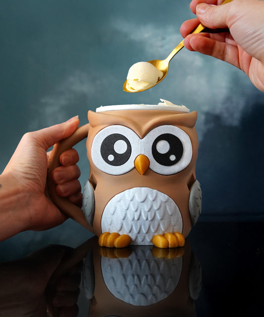 Portavasos de helado de búho | Owlfonso el búho | Funda para helado adorable | Decoración de cocina de búho | Regalo para amantes del helado