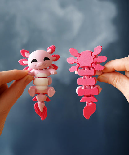 Juguete flexible de ajolote | Lottie el ajolote | Bonito juguete articulado | Regalo de ajolote | Juguete de escritorio y llavero