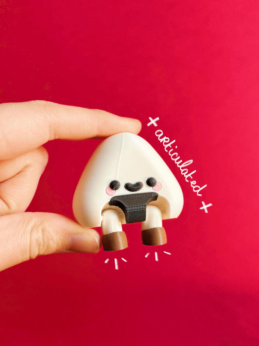 Juguete antiestrés Onigiri | Onigiri articulado y con clicker | Clicker para imprimir | Bonito juguete antiestrés para escritorio | Llavero antiestrés