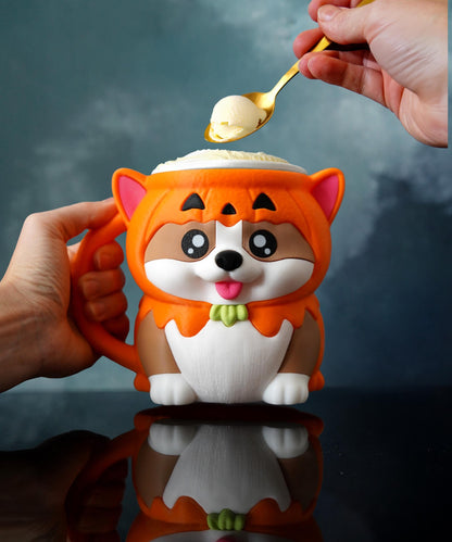 Portavasos para helado Corgi | Kevin el Corgi | Decoración otoñal de calabaza | Funda para helado adorable | Idea de regalo otoñal