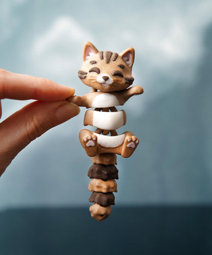 Flexi Cat Fidget | Coco the Cat | Articulated Flexi Animal | Cute Desk Buddy & Keychain | Cat Lover Gift