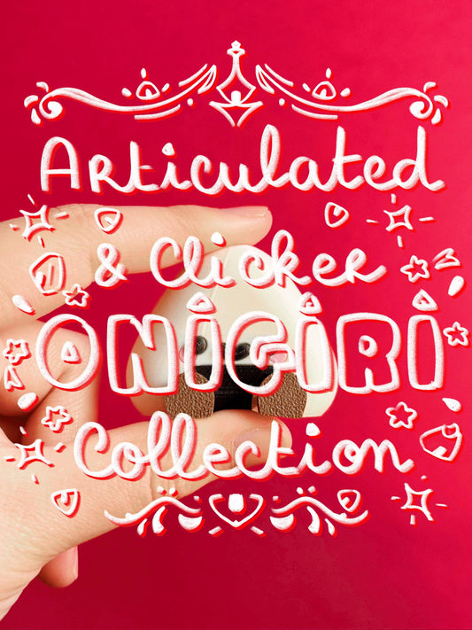 Juguete antiestrés Onigiri | Onigiri articulado y con clicker | Clicker para imprimir | Bonito juguete antiestrés para escritorio | Llavero antiestrés