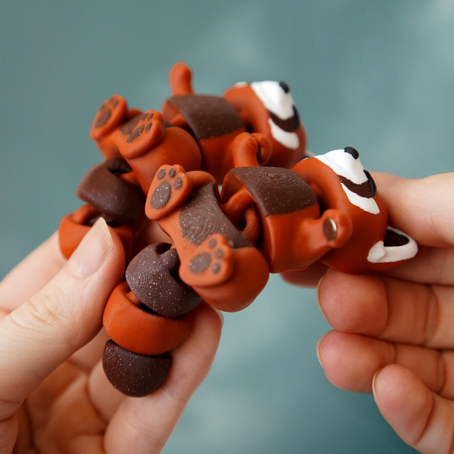 Flexi Red Panda Fidget | Ruby the Red Panda | Articulated Flexi Animal | Cute Desk Buddy & Keychain | Animal Lover Gift