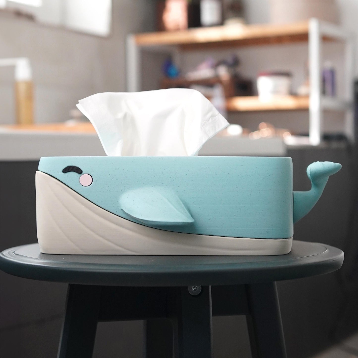 Whale Tissue Box Cover | Bubbles the Whale | Cute Bathroom Decor | Nautical Home Decor | Fun Tissue Holder