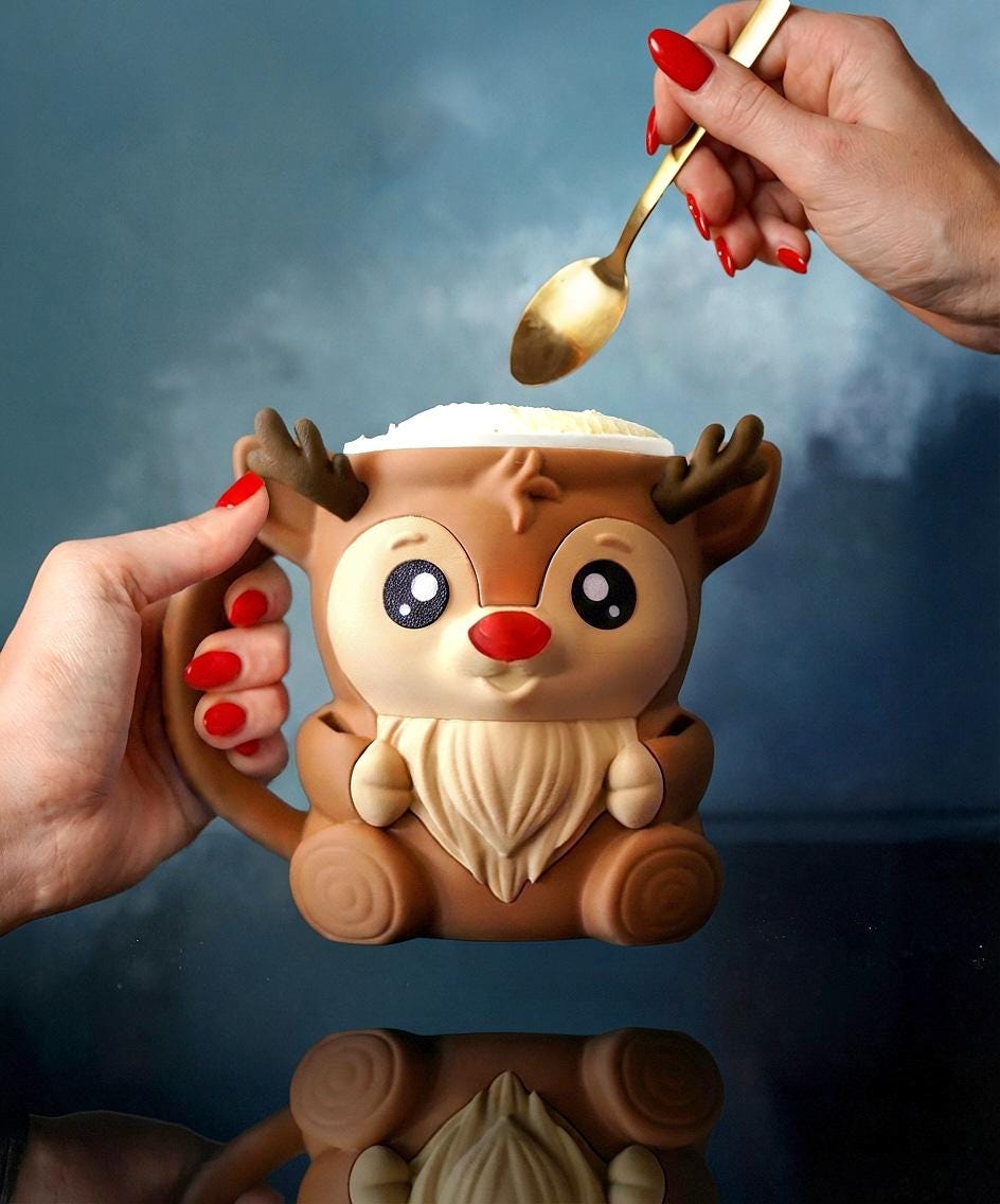 Reindeer Ice Cream Pint Holder | Rudy the Reindeer | Festive Ice Cream Cozy | Christmas Kitchen Decor | Holiday Gift