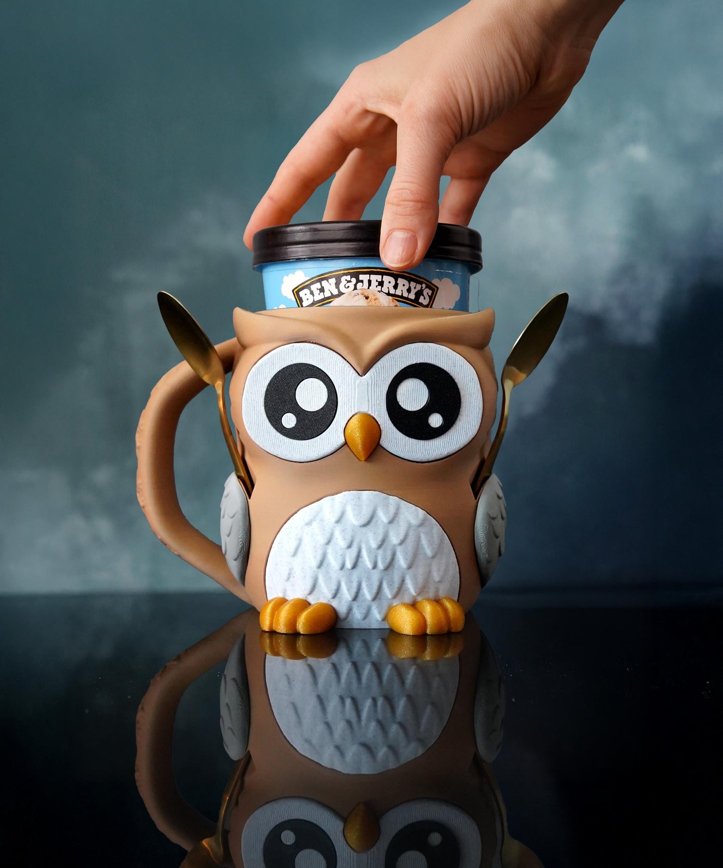 Owl Ice Cream Pint Holder | Owlfonso the Owl | Cute Ice Cream Cozy | Owl Kitchen Decor | Ice Cream Lover Gift