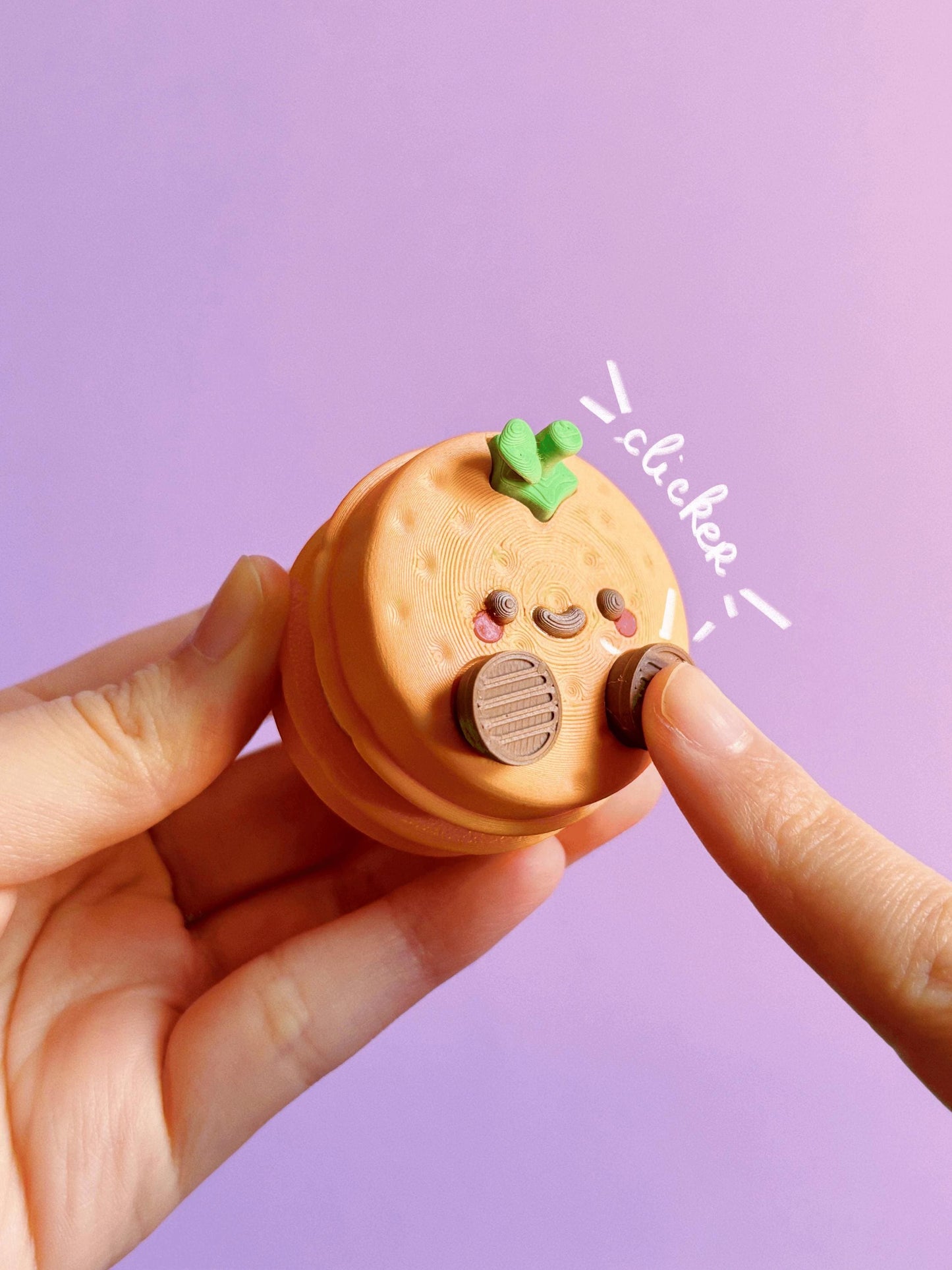 Juguete antiestrés naranja flexible | Articulado y con clicker naranja | Juguete antiestrés para imprimir | Llavero con clicker | Juguete de escritorio para aliviar el estrés