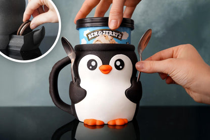 Penguin Ice Cream Pint Holder | Pebbles the Penguin | Cute Ice Cream Cozy | Winter Kitchen Decor | Ice Cream Lover Gift