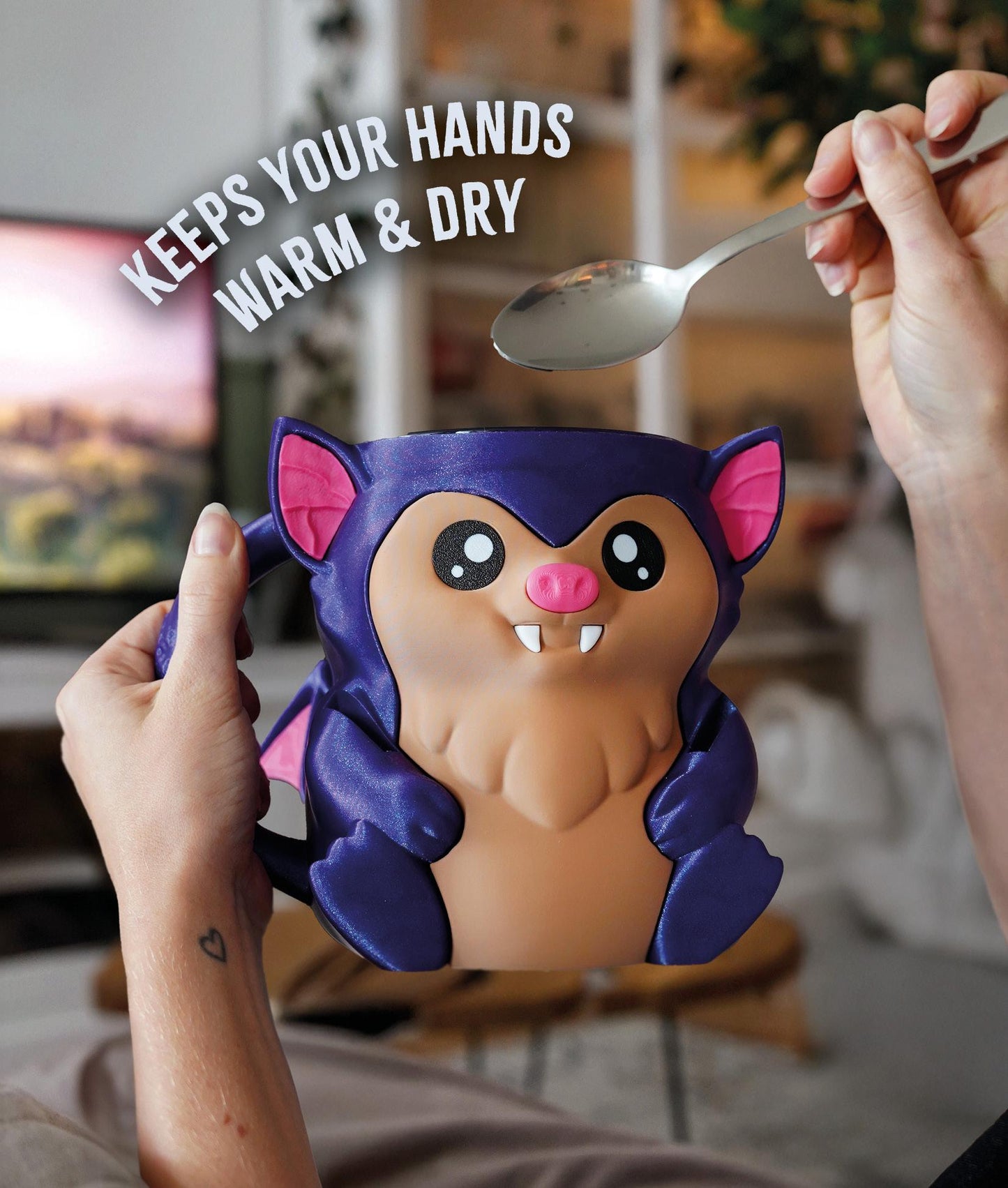 Portavasos de helado de murciélago | Bramble el Murciélago | Funda para helado espeluznante | Decoración de cocina de Halloween | Idea de regalo gótico