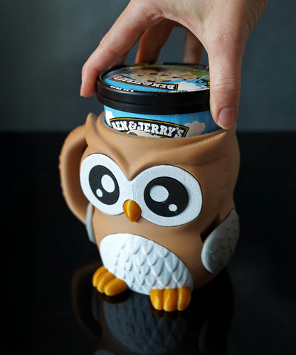 Owl Ice Cream Pint Holder | Owlfonso the Owl | Cute Ice Cream Cozy | Owl Kitchen Decor | Ice Cream Lover Gift