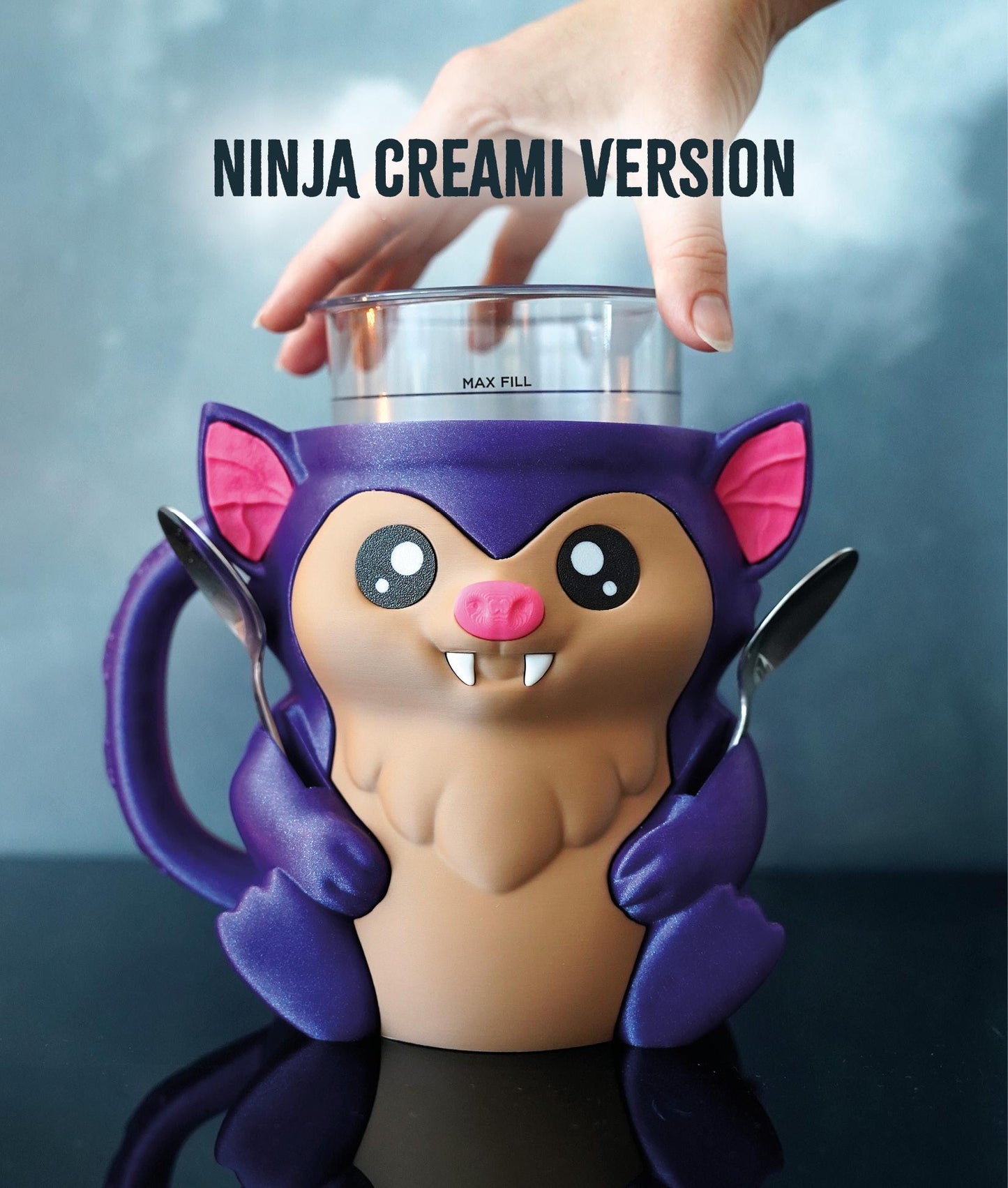 Portavasos de helado de murciélago | Bramble el Murciélago | Funda para helado espeluznante | Decoración de cocina de Halloween | Idea de regalo gótico