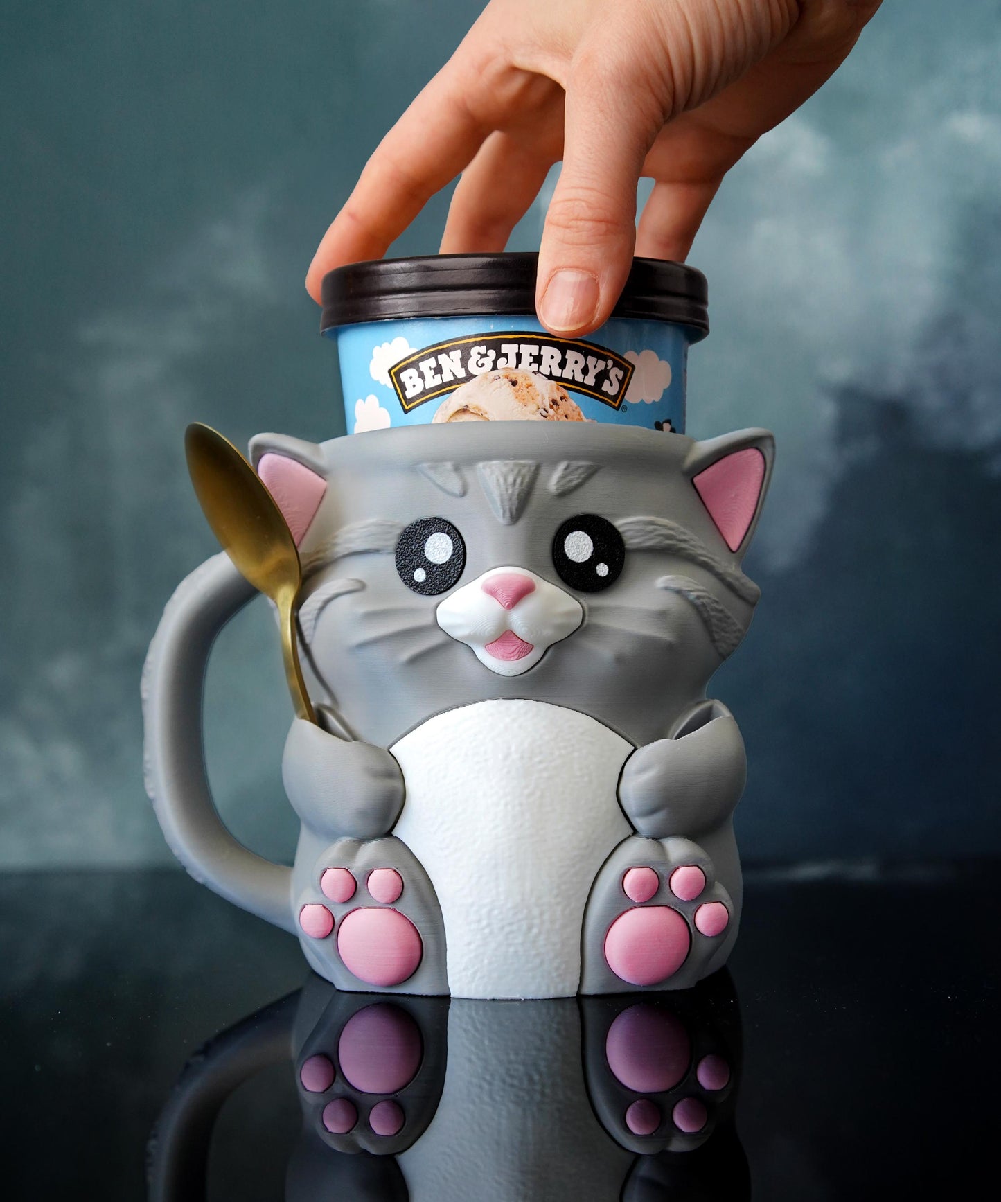 Portavasos de helado con forma de gato | Abrazos para gatos | Adorable funda para helado | Decoración de cocina para gatos | Regalo para amantes del helado