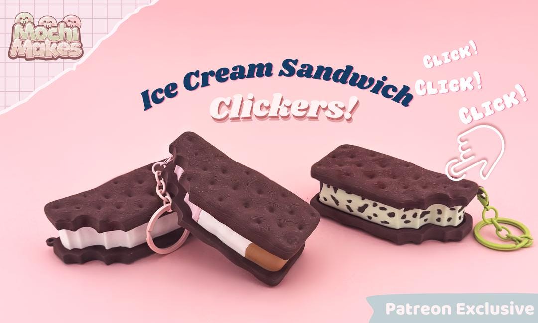Ice Cream Sandwich Clicker – Dessert Fidget Toy & Keychain