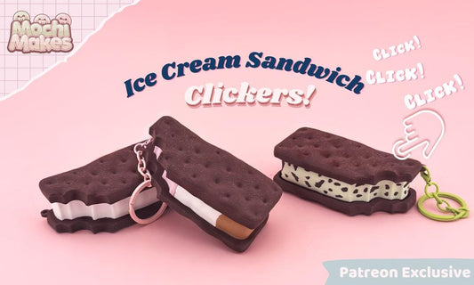 Sándwich de helado con clicker: juguete antiestrés y llavero de postre