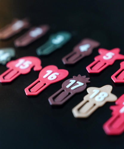 Clips para calendario de Adviento con forma de oso cuadrado | Accesorios para calendario de Adviento | LeHa Designs | Decoración navideña para la cuenta regresiva
