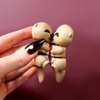 Valentine's Day Flexi Baby Otters | Magnetic Heart Otters | Cute Flexi Animal Gift | Love Desk Buddy & Keychain