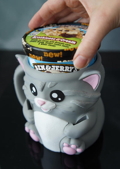 Portavasos de helado con forma de gato | Abrazos para gatos | Adorable funda para helado | Decoración de cocina para gatos | Regalo para amantes del helado